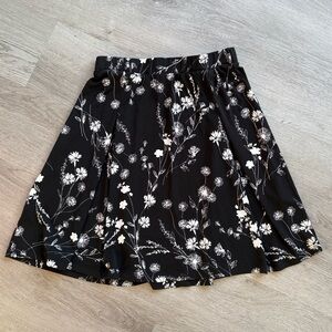 Gilli Black Floral Stretchy Skater Style Skirt